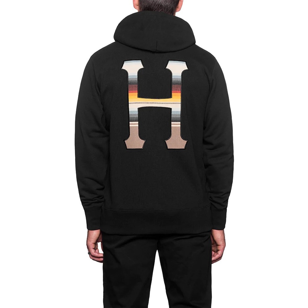 NEW HUF Serape Snap Hood Fleece Men's Jacket, Black Size Medium